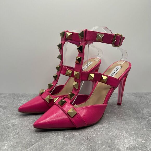 Steve Madden Audra Pink Pointed Closed Toe Ankle Strap Detailed Heeled Sandals S - Picture 1 of 14